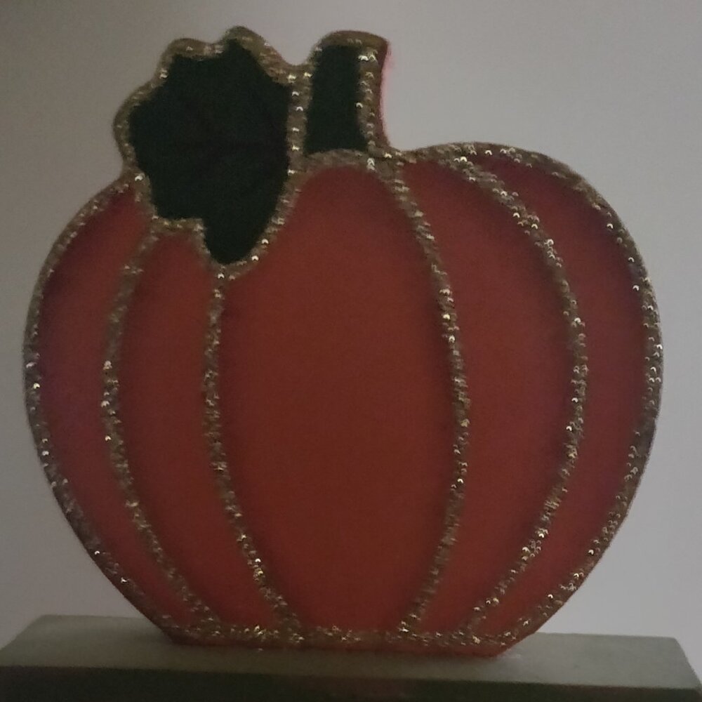 Wooden Lightweight Glittery Autumn Blessings Pumpkin 6" x 4" x 2.5"